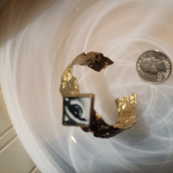 CUFF BRACELET FORNASETTI ART GOLD EVIL EYE PROTECTION - Picture 4 of 4